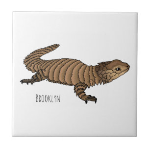 Armadillo girdled lizard cartoon illustration tile