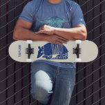 Armadillo Graphic Customized Personalized Skateboard<br><div class="desc">Ride in style with this skateboard that's ready personalized with your name or your own custom message. Features a simple and bold illustration of an armadillo in blue against a cream or ivory coloured background.</div>