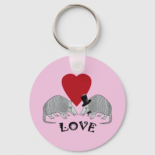 Armadillo Heart Love Pink Keychain (Front)