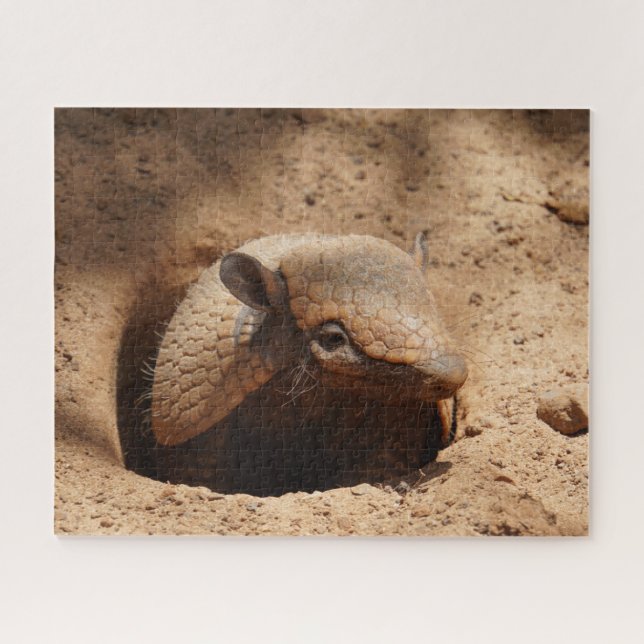 Armadillo In Hole Saying Hello Jigsaw Puzzle (Horizontal)