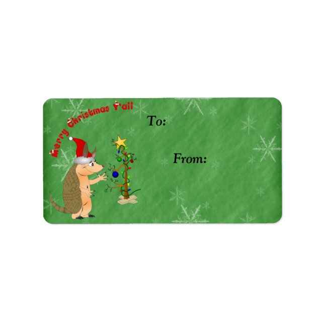 Armadillo Joyeux Étiquette cadeau de Noël (Devant)