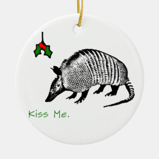 Armadillo Kiss Me Ceramic Ornament