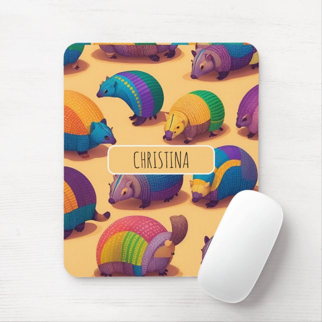 Armadillo Pastel Colourful Personalized Pattern Mouse Pad (With Mouse)
