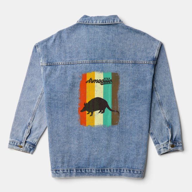 Armadillo  Retro 70s Vintage Animal  Denim Jacket (Back)