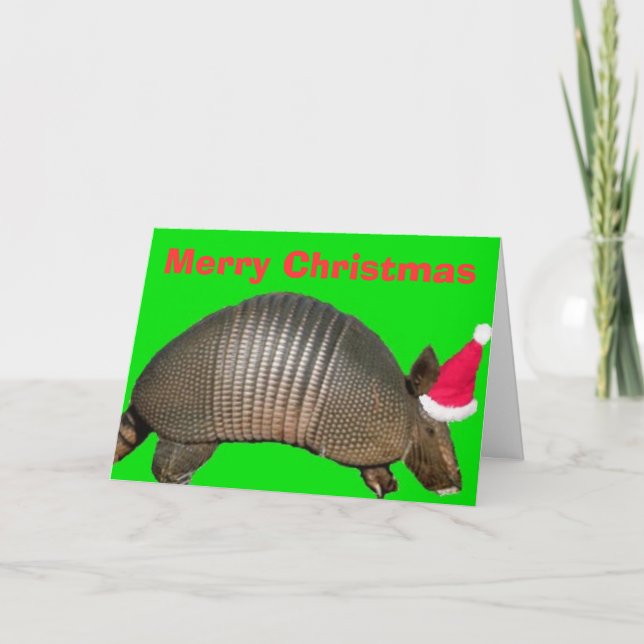 Armadillo Santa, Merry Christmas Holiday Card (Front)