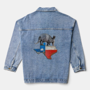Armadillo Texas State Flag Map Denim Jacket