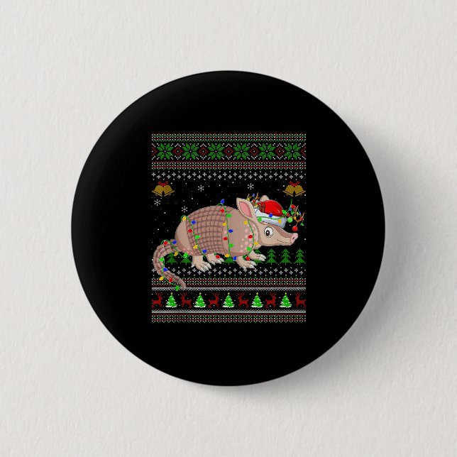 Armadillo Ugly Christmas Sweaters Holiday Santa Cu 2 Inch Round Button (Front)