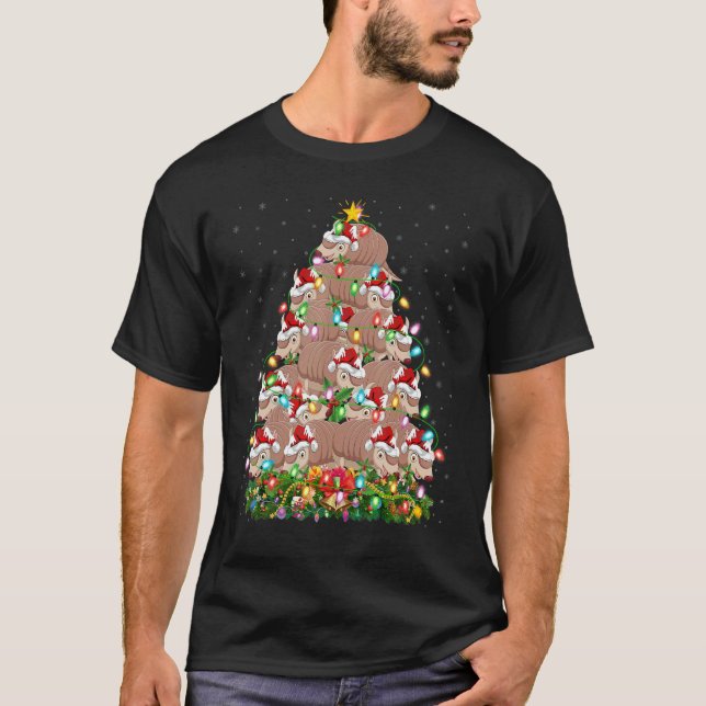 Armadillo  Xmas Lights Santa Armadillo Christmas T T-Shirt (Front)