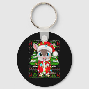 Armadillo Xmas Sweater Style Ugly Santa Armadillo Keychain