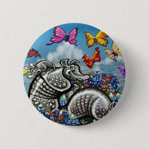 Armadillos Bluebonnets Butterflies Wildflowers 2 Inch Round Button