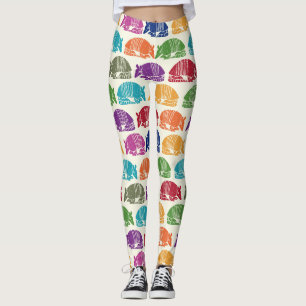 Armadillos Colourful Patterned Cream Ivory Leggings