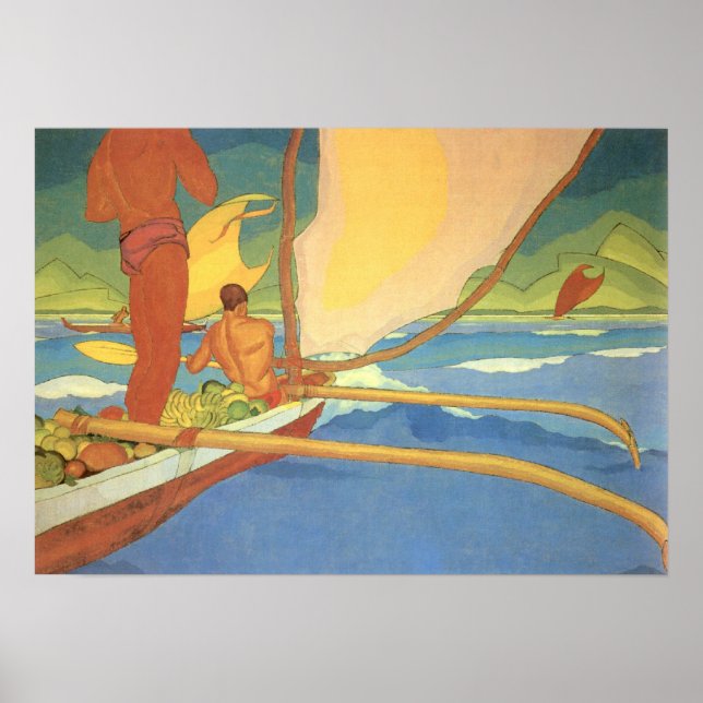 Arman Manookian—Men in an Outrigger Canoe Poster (Front)