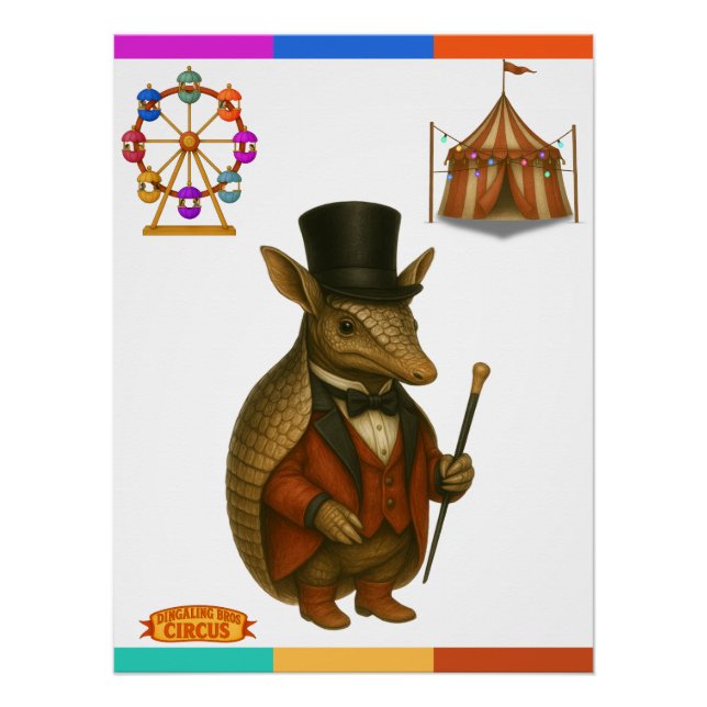 Armand, armadillo ringmaster poster (Front)