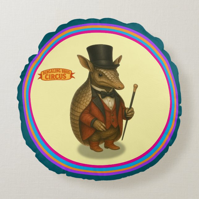 Armand, armadillo ringmaster round pillow (Front)
