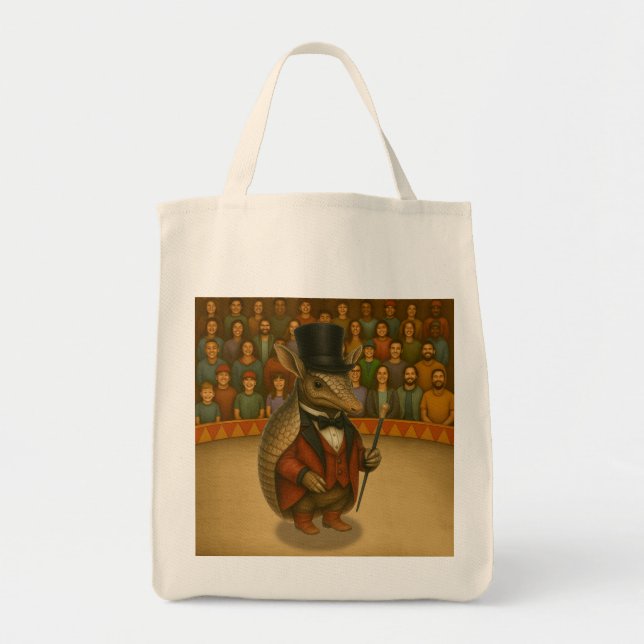 Armand, armadillo ringmaster tote bag (Front)