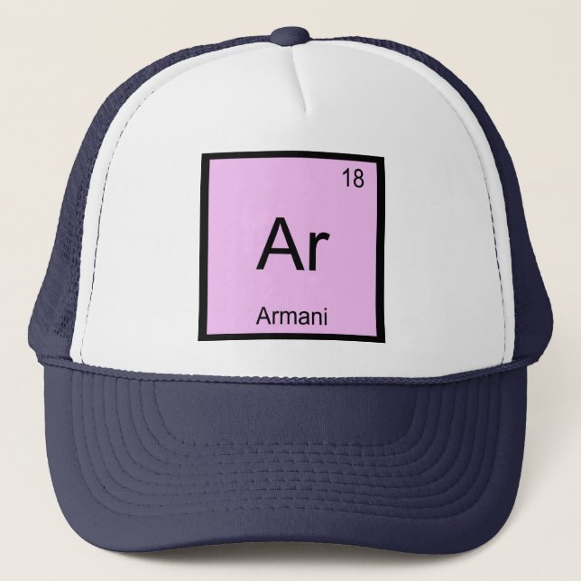 Armani Name Chemistry Element Periodic Table Trucker Hat (Front)