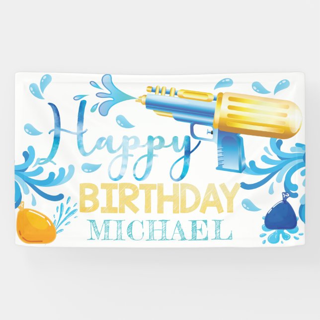 Arme à eau Anniversaire Personnalisé Bannière (Horizontal)