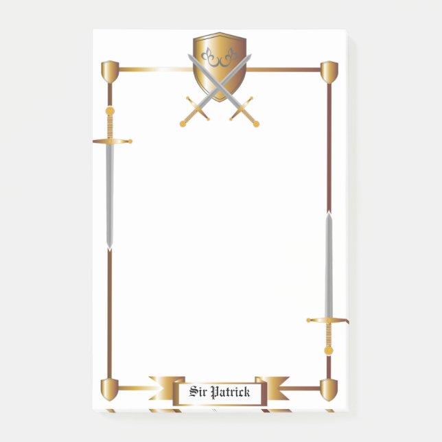 Arme médiévale et Bouclier Post-it® Notes 4 x 6 (Devant)