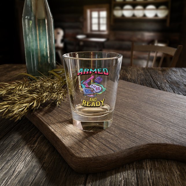 Armed and Ready - Retro Video Game Shot Glass (Creator Uploaded)