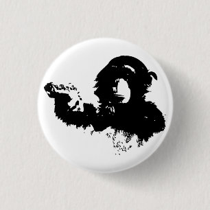 Armed Chimp Badge 1 Inch Round Button