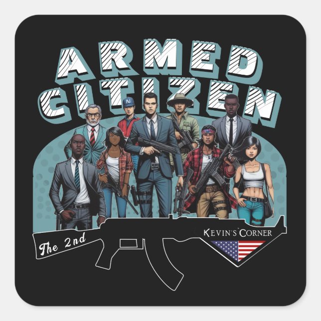 ARMED CITIZEN Protect the 2nd Square Sticker (Front)