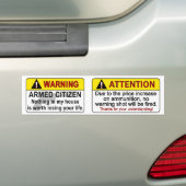 Armed Citizen Warnings Bumper Sticker | Zazzle