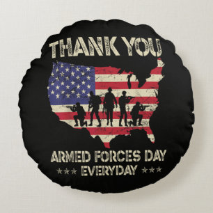 Armed Forces Day Round Pillow