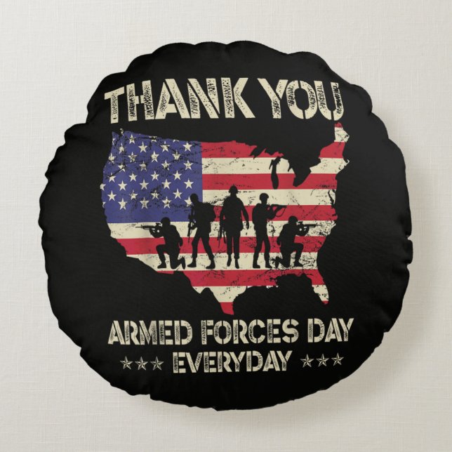 Armed Forces Day Round Pillow (Front)