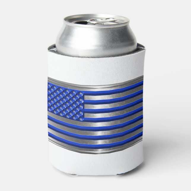 Armed Forces & Law Enforcement USA Flag Tribute Can Cooler (Can Front)