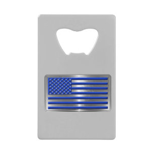 Armed Forces & Law Enforcement USA Flag Tribute Credit Card Bottle Opener