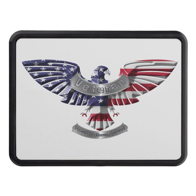 Armed Forces Veteran Eagle Trailer Hitch Cover (Front)