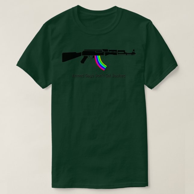Armed Gays Dont Get Bashed AK47 T-Shirt (Design Front)