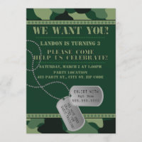 Armée, Anniversaire de Camo, 5x7 Invitation