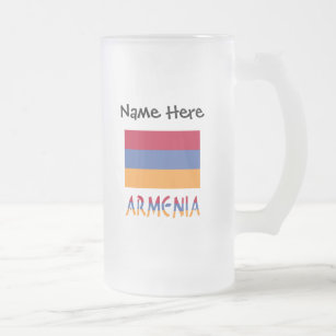 Armenia and Armenian Flag Personalized  Frosted Glass Beer Mug