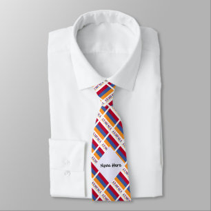 Armenia and Armenian Flag Tiled with Name Tie