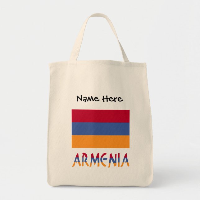 Armenia Armenian Flag Black Personalization  Tote Bag (Front)