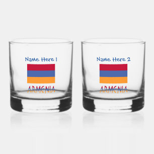 Armenia Armenian Flag Blue Personalization Whiskey Glass