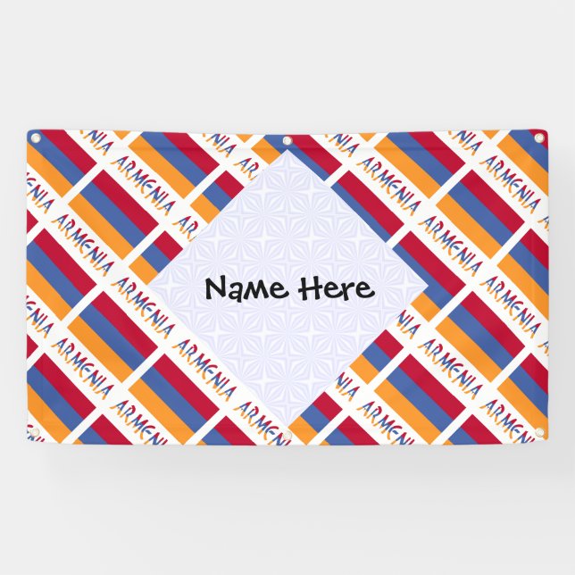 Armenia Armenian Flag Tiled Black Personalization  Banner (Horizontal)