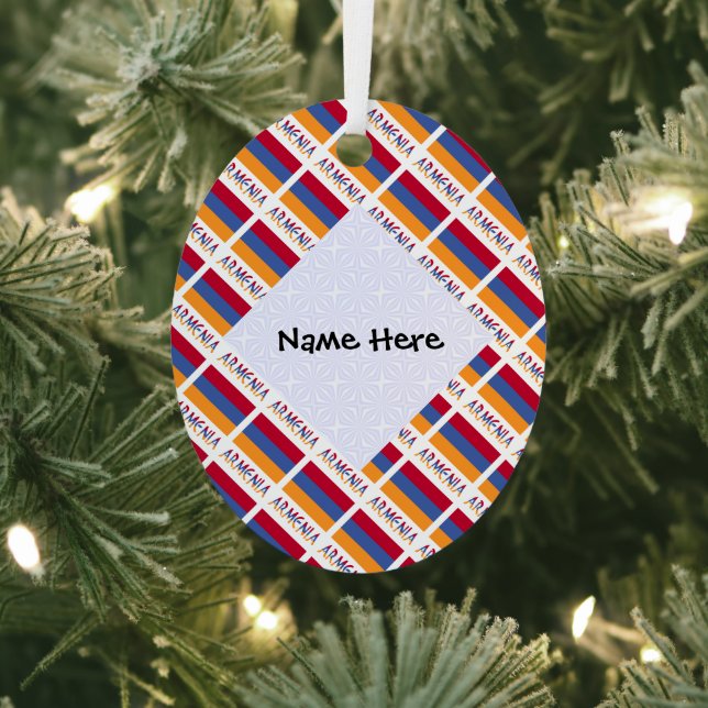 Armenia Armenian Flag Tiled Black Personalization  Metal Ornament (Insitu)