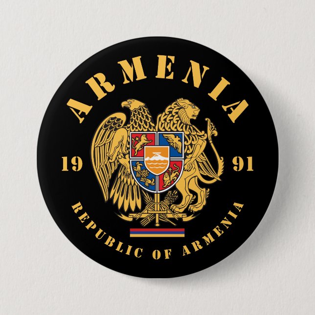 Armenia Coat of Arms 3 Inch Round Button (Front)