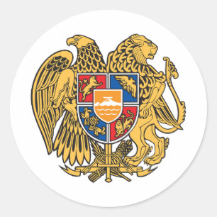 armenia country coat arms symbol emblem star flag classic round sticker