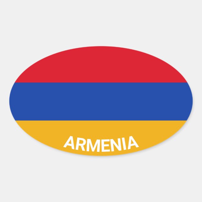 Armenia Eurio-Style Oval Flag With Name Sticker (Front)