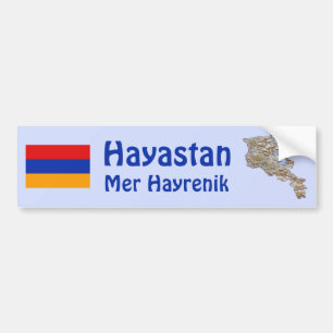 Armenia Flag and Map Bumper Sticker