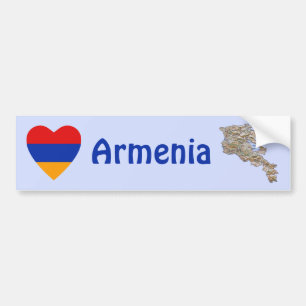 Armenia Flag Heart + Map Bumper Sticker