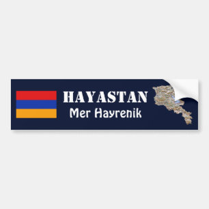 Armenia Flag + Map Bumper Sticker