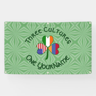 Armenia Ireland USA Shamrock Flag Personalize Banner