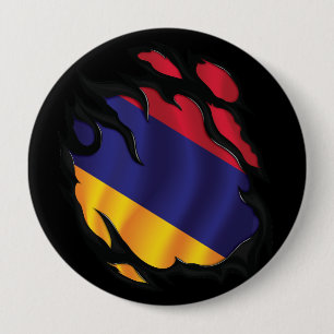 Armenia Ripped Flag 4 Inch Round Button
