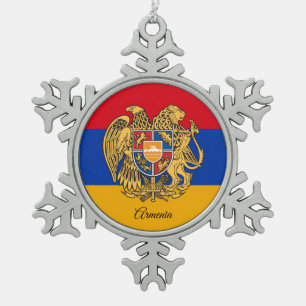 Armenia snowflake, Armenian Flag Snowflake Pewter Christmas Ornament