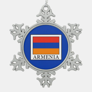 Armenia Snowflake Pewter Christmas Ornament