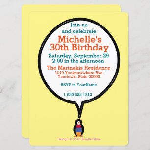 Armenia Talking Ms Penguin Personalized  Invitation